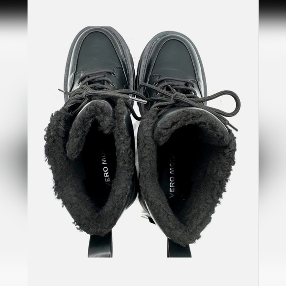 Vero Moda Black Quilted Moto Boots with Platform Sole - Picture 6 of 7